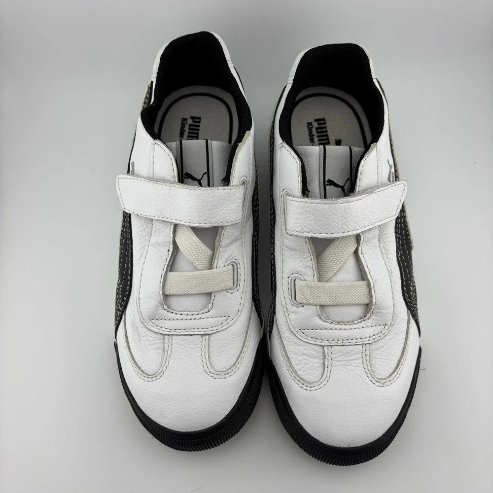 Puma Kinder-fit Sneakers Size 2.5 White Black Excellent Hook and Loop 302868 05